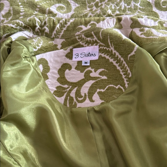 3 Sisters Olive Green Patterned Trench Coat - Picture 2 of 6